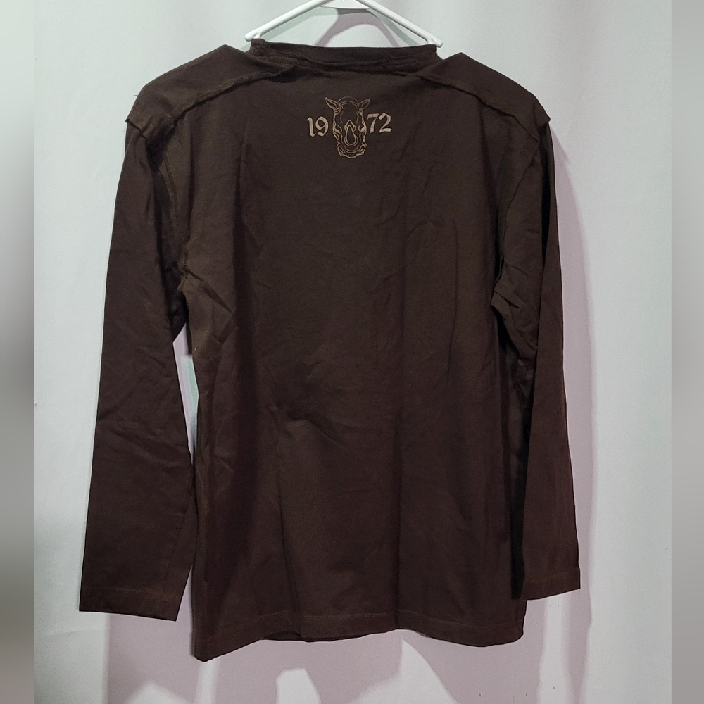 Ecko Unlimited Brown 'Overcome Overturn' Graphic Long Sleeve T-Shirt Size Small - Picture 6 of 7